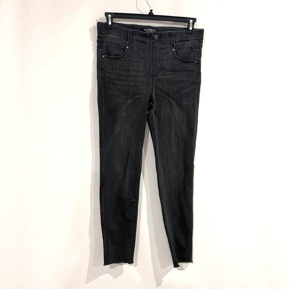 Liverpool Jeans Size 8 29 Faded Black Stretch Pull On Raw Hem the Ankle Skinny - Picture 2 of 12